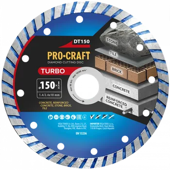 Řezný kotouč Diamantový řezný kotouč Turbo Procraft DT150