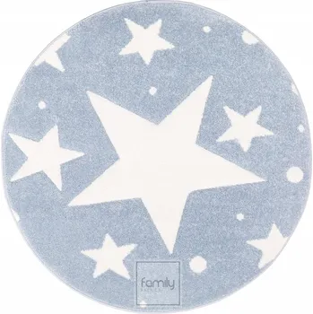 Koberec KOBEREC KULATÝ PRO DĚTI DĚTSKÝ KIDS 506 HVĚZDIČKY MODRÝ Kruh Průměr 140