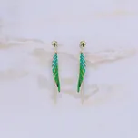 Lillian Vassago Zlaté visací náušnice zdobené pírky se smaltem LLV22-GER308ST