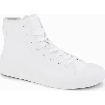 Pánské tenisky Pánské vysoké tenisky se zipem pro snadné nazouvání - bílé V2 OM-FOTH-0184 - 40