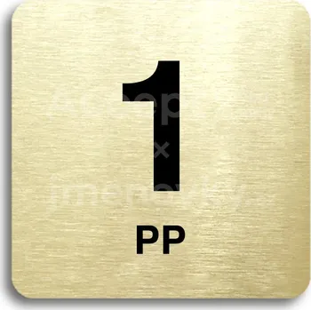 Informační tabulka Zlatý piktogram "1 PP" s černým&nbsp;textem bez rámečku&nbsp;-