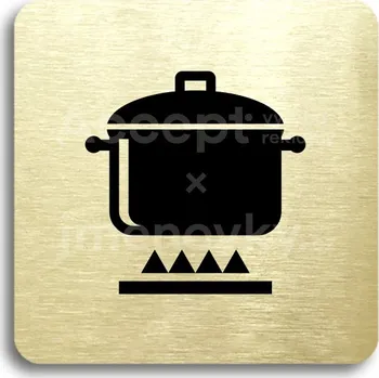 Informační tabulka Zlatý piktogram "kuchyň III" s černým&nbsp;textem bez rámečku&nbsp;-