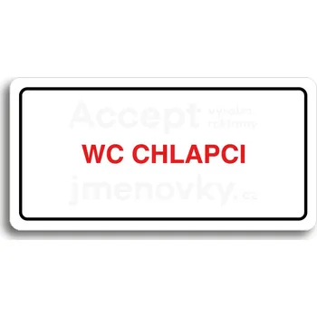 Značení Bílý piktogram "WC CHLAPCI" s červeným textem a rámečkem -