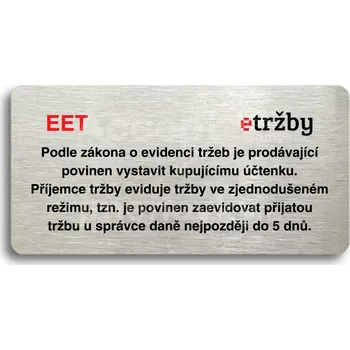 Značení Stříbrný&nbsp;piktogram "EET - zjednodušený režim" s červeným textem bez rámečku&nbsp;-