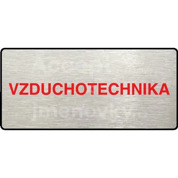 Značení Stříbrný&nbsp;piktogram "VZDUCHOTECHNIKA" s červeným textem a rámečkem&nbsp;-