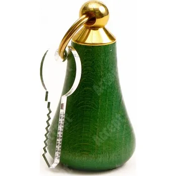 Klíčenka dřevěná bez gumy (zelená) - zelená - zlatý úchyt