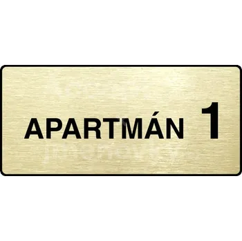 Informační tabulka Zlatý piktogram "APARTMÁN 1 II" s černým&nbsp;textem a rámečkem&nbsp;-
