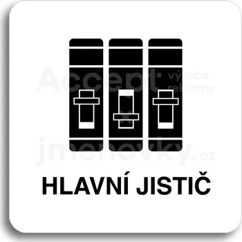 Značení Bílý piktogram "hlavní jistič" s černým textem bez rámečku&nbsp;-