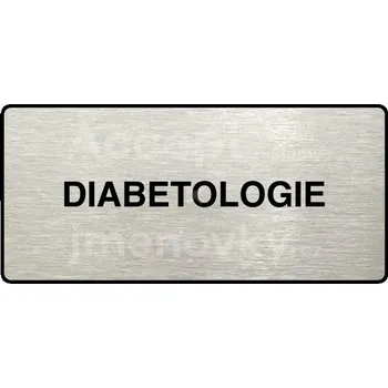 Informační tabulka Stříbrný piktogram "DIABETOLOGIE" s černým&nbsp;textem a rámečkem&nbsp;-