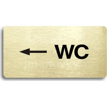 Značení Zlatý piktogram "WC VLEVO" s černým&nbsp;textem bez rámečku&nbsp;-