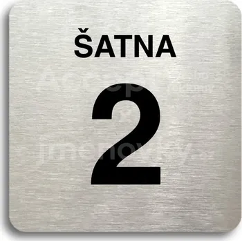 Informační tabulka Stříbrný piktogram "šatna 2" s černým&nbsp;textem bez rámečku -