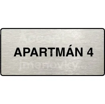 Informační tabulka Stříbrný piktogram "APARTMÁN 4" s černým&nbsp;textem a rámečkem&nbsp;-
