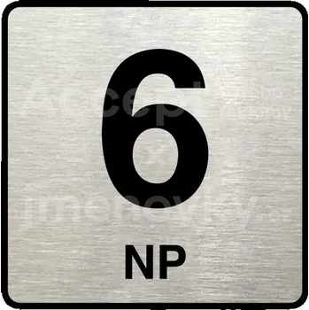 Informační tabulka Stříbrný piktogram "6 NP" s černým&nbsp;textem a rámečkem&nbsp;-
