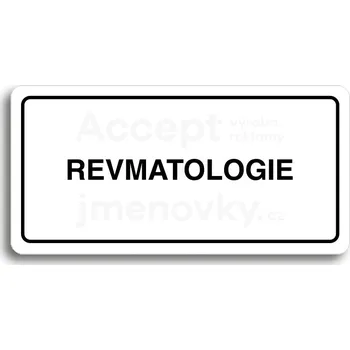 Značení Bílý piktogram "REVMATOLOGIE" s černým textem a rámečkem&nbsp;-