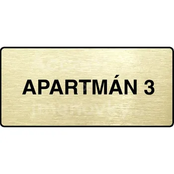Značení Zlatý piktogram "APARTMÁN 3" s černým&nbsp;textem a rámečkem&nbsp;-
