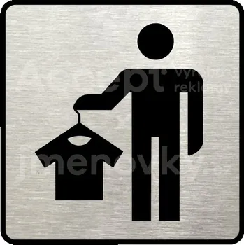 Informační tabulka Stříbrný piktogram "převlékací box VIII" s černým&nbsp;textem a rámečkem&nbsp;-