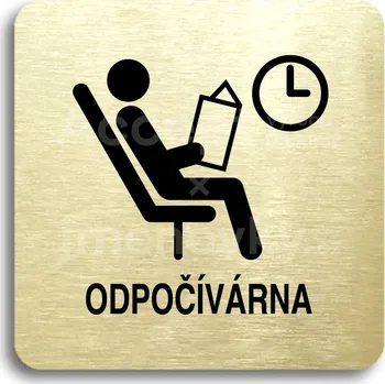 Informační tabulka Zlatý piktogram "odpočívárna II" s černým&nbsp;textem bez rámečku&nbsp;-