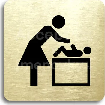 Informační tabulka Zlatý piktogram "přebalovací pult" s černým&nbsp;textem bez rámečku&nbsp;-