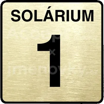 Informační tabulka Zlatý piktogram "solárium 1" s černým&nbsp;textem a rámečkem&nbsp;-