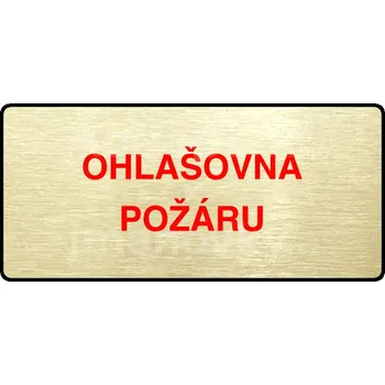 Informační tabulka Zlatý&nbsp;piktogram "OHLAŠOVNA POŽÁRU" s červeným textem a rámečkem&nbsp;-