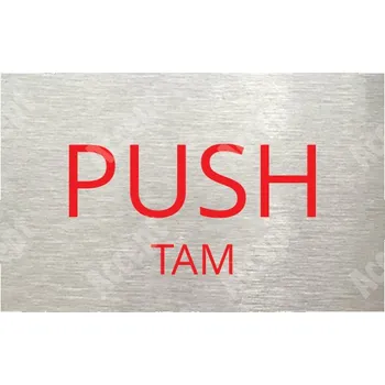 Informační tabulka Stříbrný piktogram "SEM - TAM - typ 35" s červeným textem bez rámečku - 80 x 50 mm