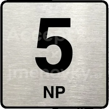 Informační tabulka Stříbrný piktogram "5 NP" s černým textem a rámečkem -