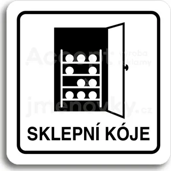 Informační tabulka Bílý piktogram "sklepní kóje IV" s černým textem a rámečkem -