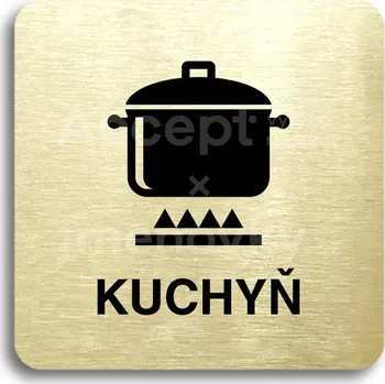 Informační tabulka Zlatý piktogram "kuchyň II" s černým textem bez rámečku -