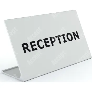 Jmenovka na stůl Informační stojánek D-62 "RECEPTION" - stříbrná