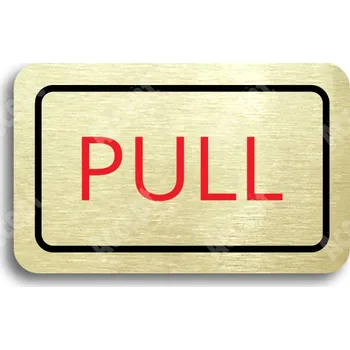 Informační tabulka Zlatý piktogram "SEM - TAM - typ 24" s červeným textem a rámečkem - 80 x 50 mm