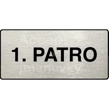 Informační tabulka Stříbrný piktogram "1. PATRO" s černým&nbsp;textem a rámečkem&nbsp;-