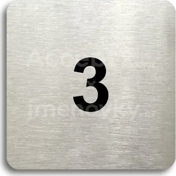 Informační tabulka Stříbrný piktogram "číslo" s černým textem bez rámečku -