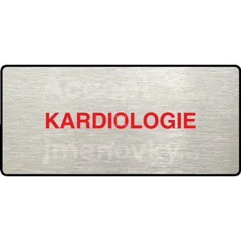 Informační tabulka Stříbrný&nbsp;piktogram "KARDIOLOGIE" s červeným textem a rámečkem&nbsp;-