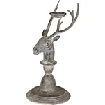 Kovový svícen ve tvaru busty jelena – 17x14x30 cm