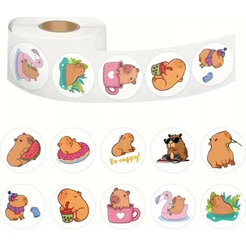 samolepka Samolepky Kapybara pro děti v roli, motivační samolepky, sada 500 ks