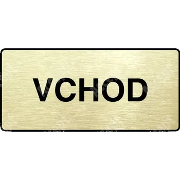 Informační tabulka Zlatý piktogram "VCHOD" s černým&nbsp;textem a rámečkem&nbsp;-