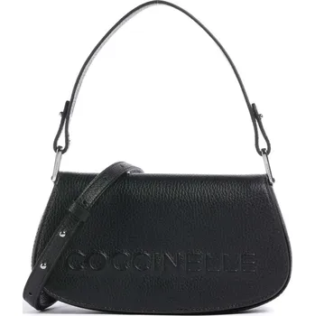 Kabelka Coccinelle vytlačené logo kožená crossbody kabelka černá + doprava zdarma