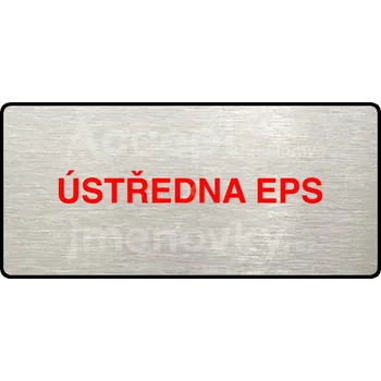 Značení Stříbrný piktogram "ÚSTŘEDNA EPS" s červeným textem a rámečkem -