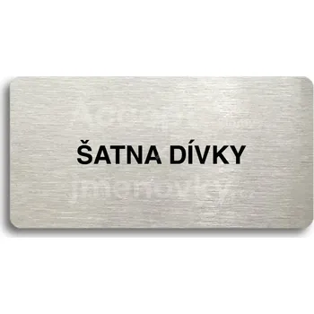 Informační tabulka Stříbrný piktogram "ŠATNA DÍVKY" s černým&nbsp;textem bez rámečku -