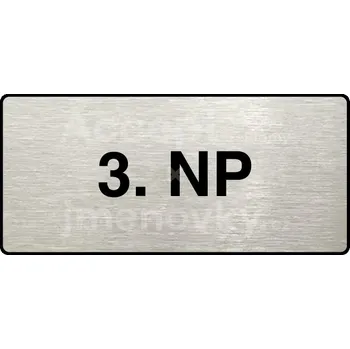 Značení Stříbrný piktogram "3. NP" s černým&nbsp;textem a rámečkem&nbsp;-