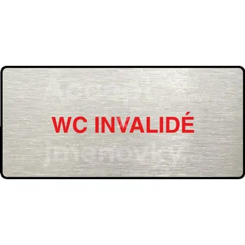 Značení Stříbrný&nbsp;piktogram "WC INVALIDÉ" s červeným textem a rámečkem&nbsp;-