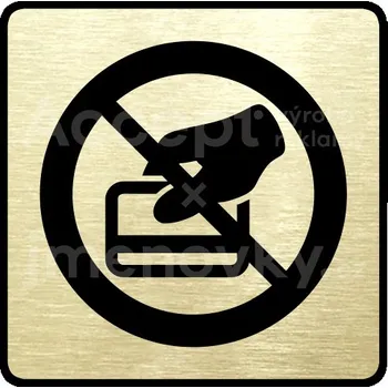 Informační tabulka Zlatý piktogram "zákaz placení kartou" s černým textem a rámečkem -