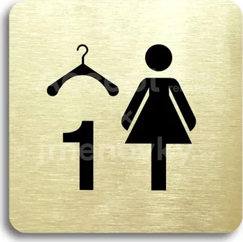 Informační tabulka Zlatý piktogram "šatna ženy 1" s černým textem bez rámečku -