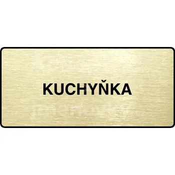 Informační tabulka Zlatý piktogram "KUCHYŇKA" s černým&nbsp;textem a rámečkem&nbsp;-