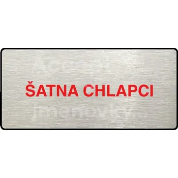 Informační tabulka Stříbrný&nbsp;piktogram "ŠATNA CHLAPCI" s červeným textem a rámečkem&nbsp;-
