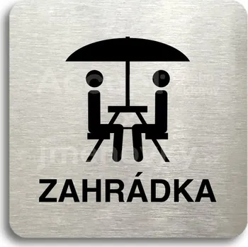 Informační tabulka Stříbrný piktogram "zahrádka II" s černým&nbsp;textem bez rámečku -