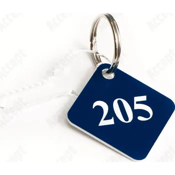 Klíčenka plastová čtvercová (35 x 35 mm) - modrobílá (tmavá)