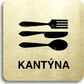 Informační tabulka Zlatý piktogram "kantýna II" s černým&nbsp;textem bez rámečku&nbsp;-