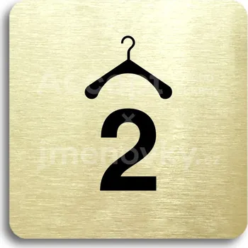Značení Zlatý piktogram "šatna 2 II" s černým textem bez rámečku -