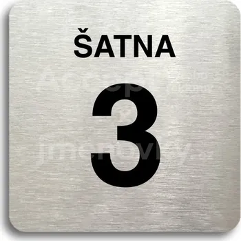 Značení Stříbrný piktogram "šatna 3" s černým textem bez rámečku -